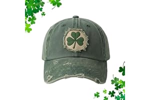 Vintage Shamrock Baseball Cap, St. Patrick's Day Hat Embroidered Shamrock Distressed Denim Baseball Cap