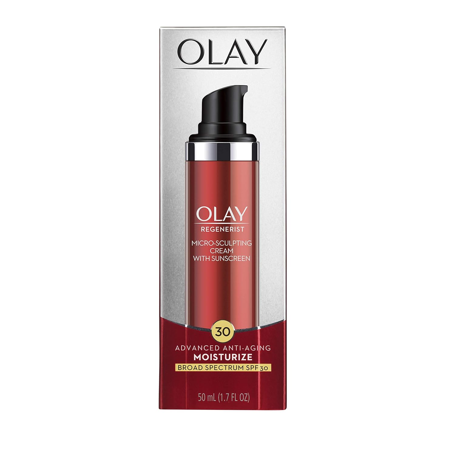 Olay Regenerist Micro-Sculpting Cream Face Moisturizer with Sunscreen SPF 30 Broad Spectrum 1.7 oz, Serum + SPF 30: Beauty