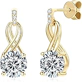 TIMEFASHION 2CT Moissanite Infinity Drop Earrings, D Color Round Cut Moissanite 925 Sterling Silve Infinity Stud Earring for Women