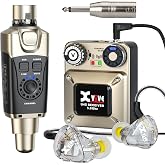 Xvive U45T9 Wireless in Ear Monitor System 5.8ghz with T9 2BA Drivers IEM Earphone, IEM System Transmitter and Bodypack Receiver for Studio, Band Rehearsal, Live Performance, Channel Scan Mode