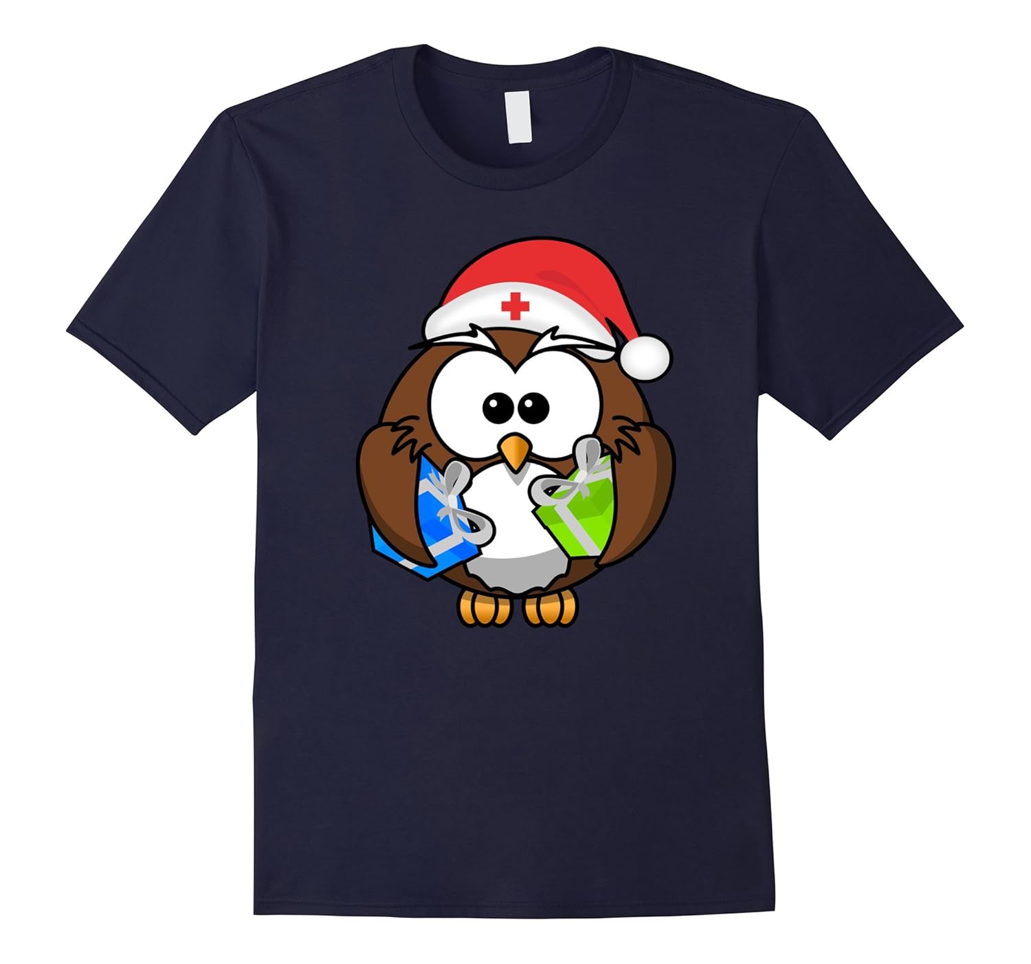 Santa Owl Nurse Christmas T-Shirt for Nurses who love Owls-Rose