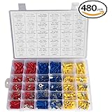 AUTRA 480PCS Assorted Insulated Electrical Wire Terminals Kits Crimp Connectors Spade Set