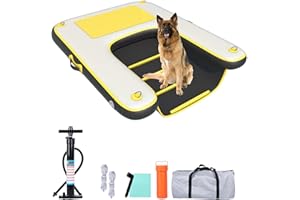 HEYLIFE Inflatable Dog Water Ramp Pool Ladder for Boats Docks Raft Swimming Pools Pet Stairs Floating Sports Platform Yellow 4ft x 3ft x 4in