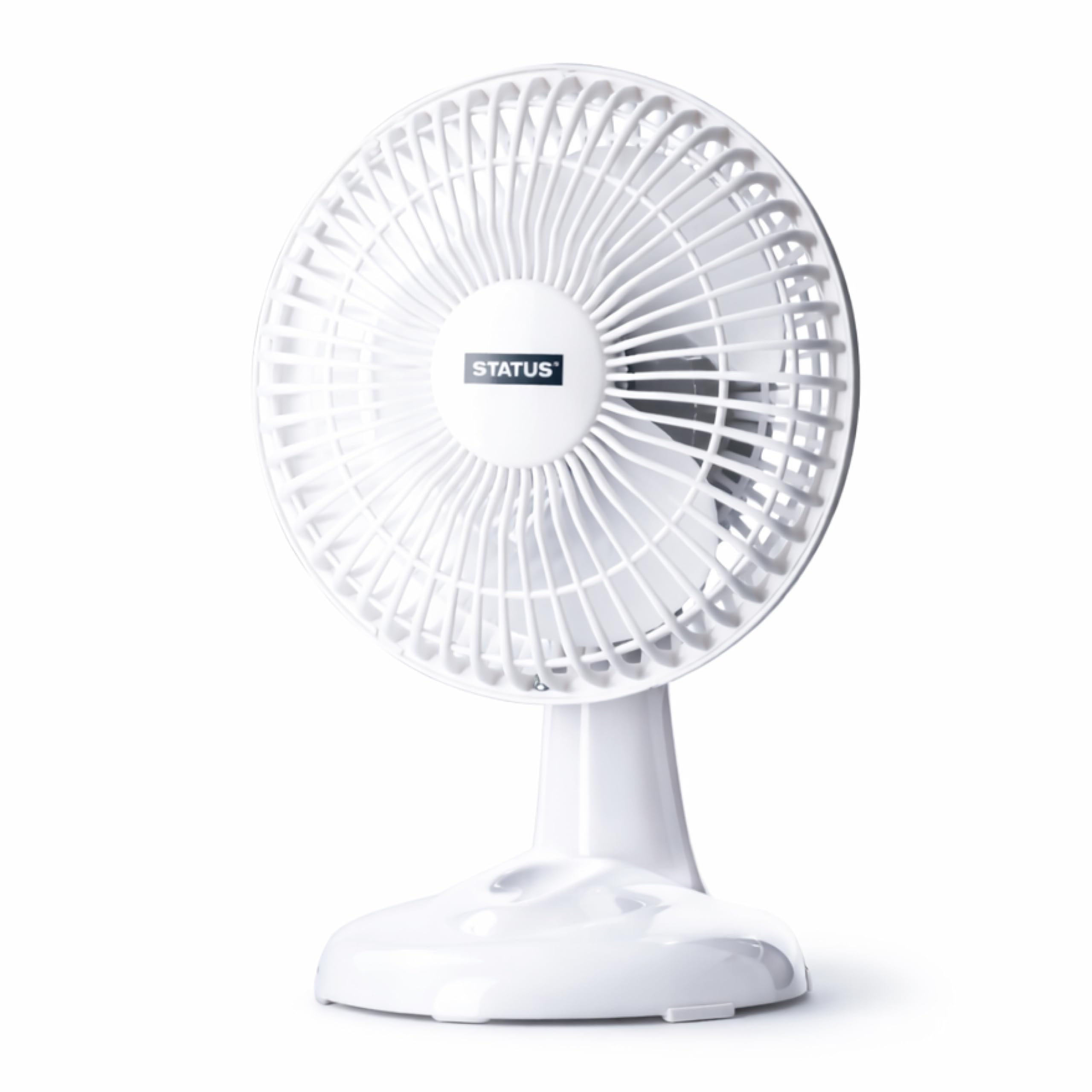 Status Desk Fan, 6 Inch Portable Fan, 2 Speed Adjustable, White, S6DESKFAN1PKB