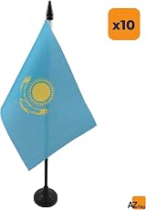 AZ FLAG Set of 10 Kazakhstan Table Flags 4x6 inches with 10" Pole view 2