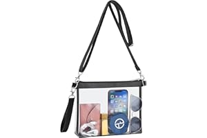 Busiuw Clear Bag for Stadium Events Clear Purse for Women Leather Clear Crossbody Bag for Concerts Sports Festivals