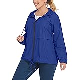 IN'VOLAND Plus Size Raincoat Women Lightweight Rain Jackets Waterproof Outdoor Hooded Windbreaker 16W-28W