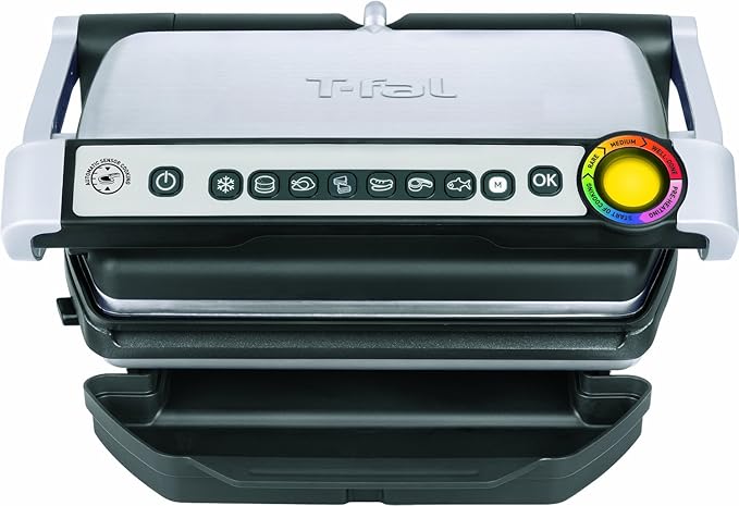 T-fal GC70 OptiGrill Electric Grill, Indoor Grill, Removable Nonstick Dishwasher Safe Plates, 4 Servings, Silver best electric grills