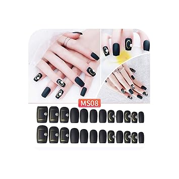 False Nails Squoval Long Fake Nails Matte Feel Scrub Amazon Com