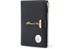 P TRAVEL · DESIGN Passport Holder for Women, RFID Blocking Travel Wallet Case Compatible Airtag Pocket with Credit Card Holders, Slim Thin Leather Passport Wallet with Zipper