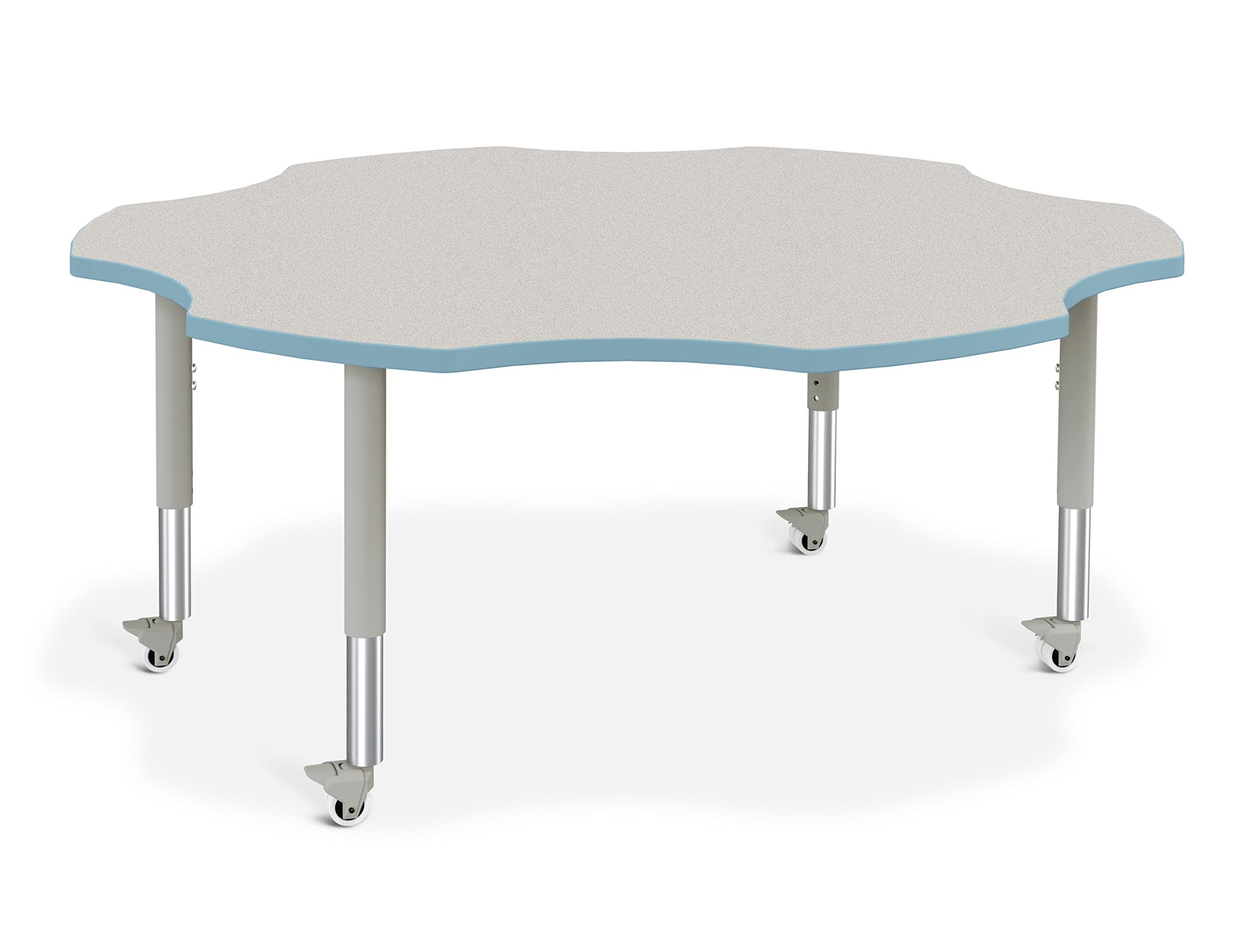 View 1 of ***TABLE TOP ONLY***Jonti-Craft Berries 6458JCM131 Six Leaf Activity Table - 60", Mobile - Freckled Gray/Coastal Blue/Gray