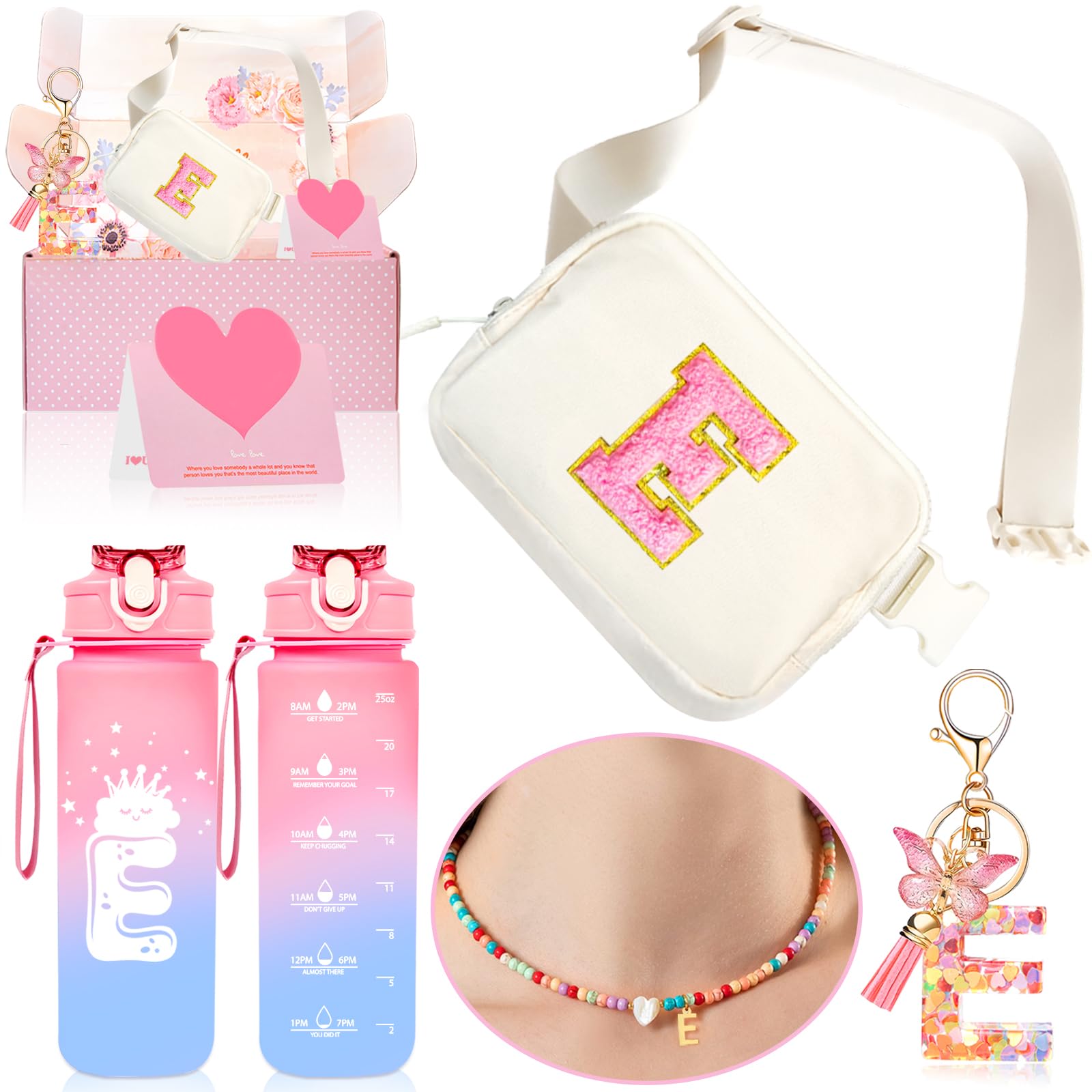 Photo 1 of ***FACTORY SEALED***Awfrky Personalized Fanny Pack for Girls, Gift Sets for Teen Girls, Birthday Gifts for 4 5 6 7 8 9 10 11 12 13 Year Old Girl, Initial Crossbody Bag Belt Bag for Girl Kids (E)