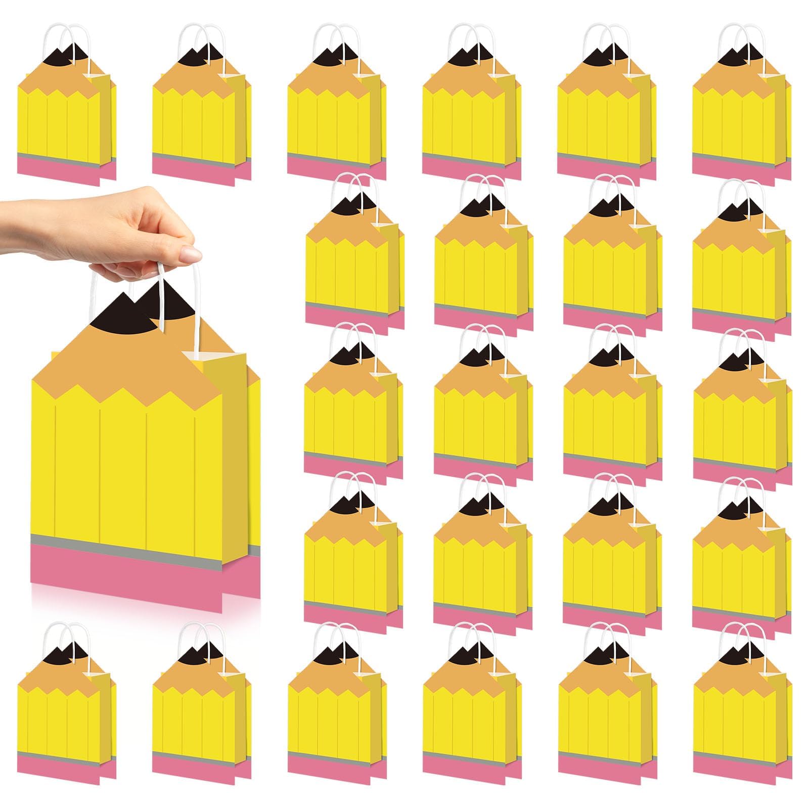 Photo 1 of 24 Pack Back to School Pencils Paper Bag Reusable Pencils Container with Handle for Graduation Gift Back to School Party Graduation Party Favor