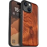 Carveit Magnetic Wooden Case for iPhone 15 Case, Compatible with MagSafe Wireless Chargers, Solid Wood & Black Soft TPU Shockproof Cover (Natural Grain) - Rosy