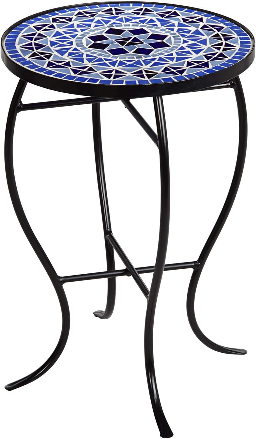 Teal Island Designs Cobalt Mosaic Black Iron Outdoor Accent Table: Home Improvement