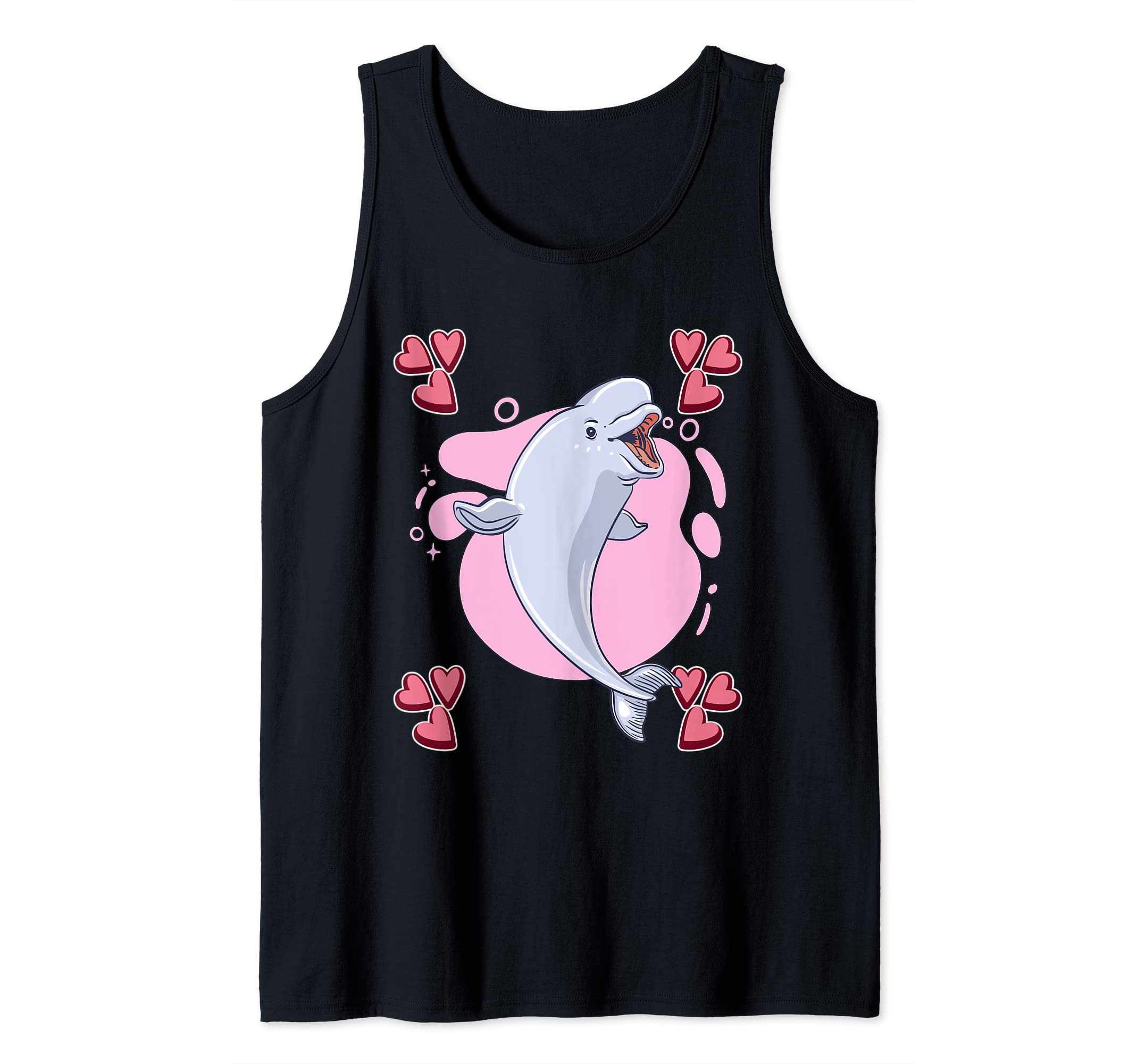 Womens Beluga Whale Art Drawing Hearts Girls Beluga Whale Tank Top