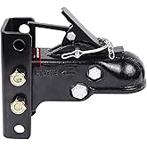 NBJINGYI 2-5/16" Heavy Duty Adjustable Trailer Coupler - 15,000 lb Capacity, 3-Position Channel Bracket, 3" Width, Black Powder Coated