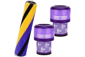 Filter and Soft Brush Roller Compatible with Dyson V15 Detect Handheld Vacuum Cleaner, Parts No.971634-01, 2 Pack V15 HEPA Fi