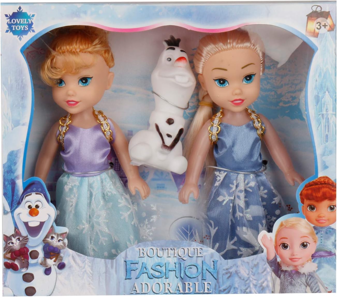 Rvold Frozen Doll True Sisters Princess Elsa Doll & Princess Anna Doll with Olaf - Small