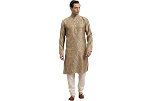 Sojanya (Since 1958 Men'S Cotton Linen Blue Foil Printed Only Long Kurta