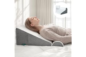 TEXSTEAD Wedge Pillow with Extra Bolster, Bed Wedge Pillow for Sleep Apnea, Acid Reflux Relief, Back Pain， Post Surgery Recovery， Incline Pillow for Adults with Removable Scuba Cover