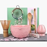Joyscale Matcha Whisk Set, Matcha Set Whisk And Bowl, 8 Pcs Matcha Kit Set(Wide Cherry Blossom Design), 14 OZ, Japanese Matcha Tea Set, Matcha Making Kit Gifts for Tea Lovers(Pink)