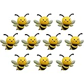 AELUUAKE 10Pcs 3D Bee Silicone Bead Bees Characters Focal Beads Charms Honeybee Shaped Rubber Bee Beads DIY Crafts Loose Spacer Bead Bulk for Pens Keychain Bracelet Necklace Lanyard Making