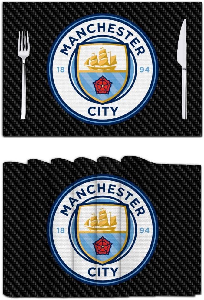 SHDU Manchester City Placemats 3D Print Washable Non Slip Heat Resistant Table Mats for Kitchen Restaurant Dining