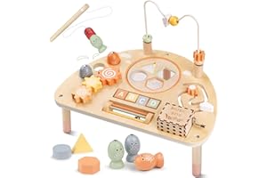 VANPLAY Activity Table for 1 Year Old, Montessori Toys for 1 2 Year Old Girls Boy Gifts, 8 in 1 Wooden Sensory Play Table for Toddler 1-3, Learning Toys for Baby 12-18 Months 1st Christmas Birthday Gifts