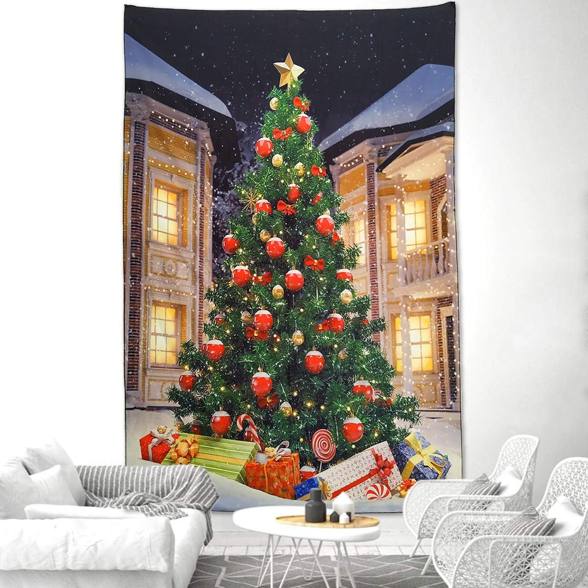Tapestries - NASKY Christmas Tree Tapestry Wall Hanging Xmas Tree with Gifts Tapestry Christmas Decorations Winter Festival Wall tapestry for Home Party Decor(Christmas tree,39.4