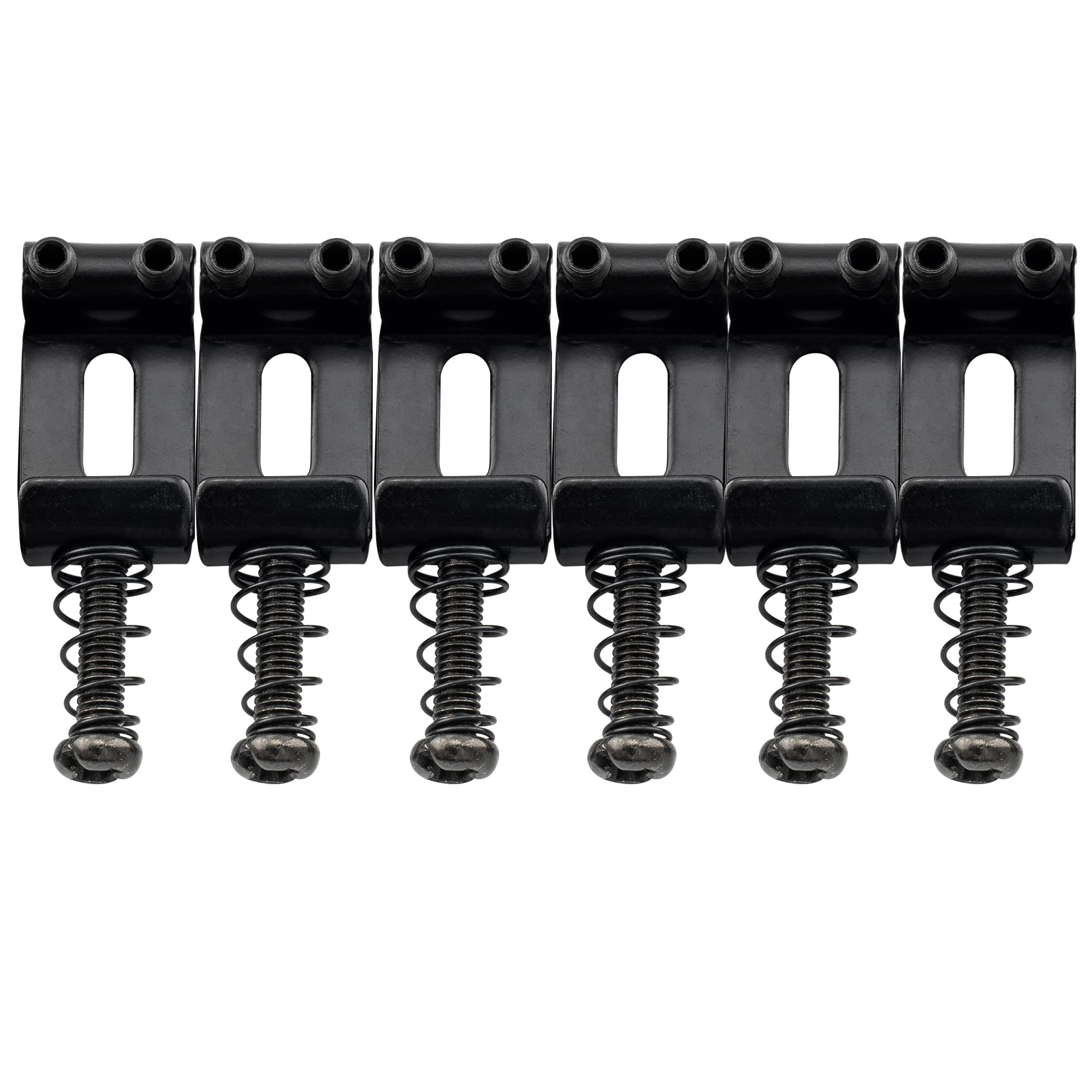 Musiclily Pro 10.5mm Steel Vintage Style Guitar Tremolo Bridge Saddles for Strat Stratocaster Electric Guitar,Black(Set of 6)