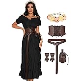 GERVAISE Womens Renaissance Costume Medieval Fairy Dress Victorian Irish Outfits 7pcs