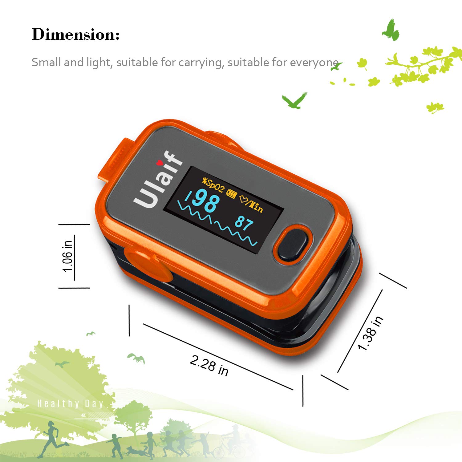 ULAIF Fingertip Pulse Oximeter With OLED Display Portable Oximetry