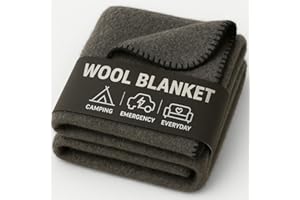 JMR USA INC. Wool Camping Blanket – 70% Wool Heavy-Duty Military Style Throw, Warm & Washable, Fire Retardant Cover for Emergency, Survival & Outdoor Use – Perfect for Camping, Car, Home & Hiking, Grey 62x84