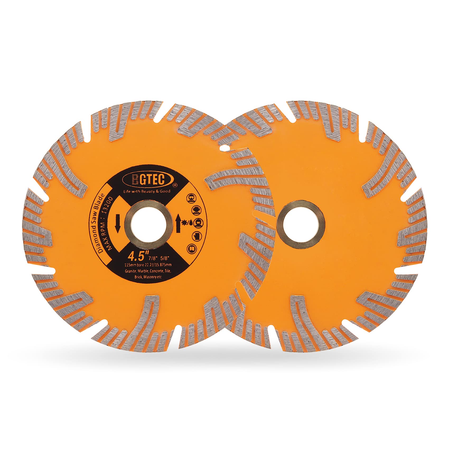 BGTEC Diamond Saw Blade, 4.5"/115mm Granite Cutting Disc for Circular Saw Cutting Marble, Concrete,Masonry,Ceramic,Porcelain,2pcs