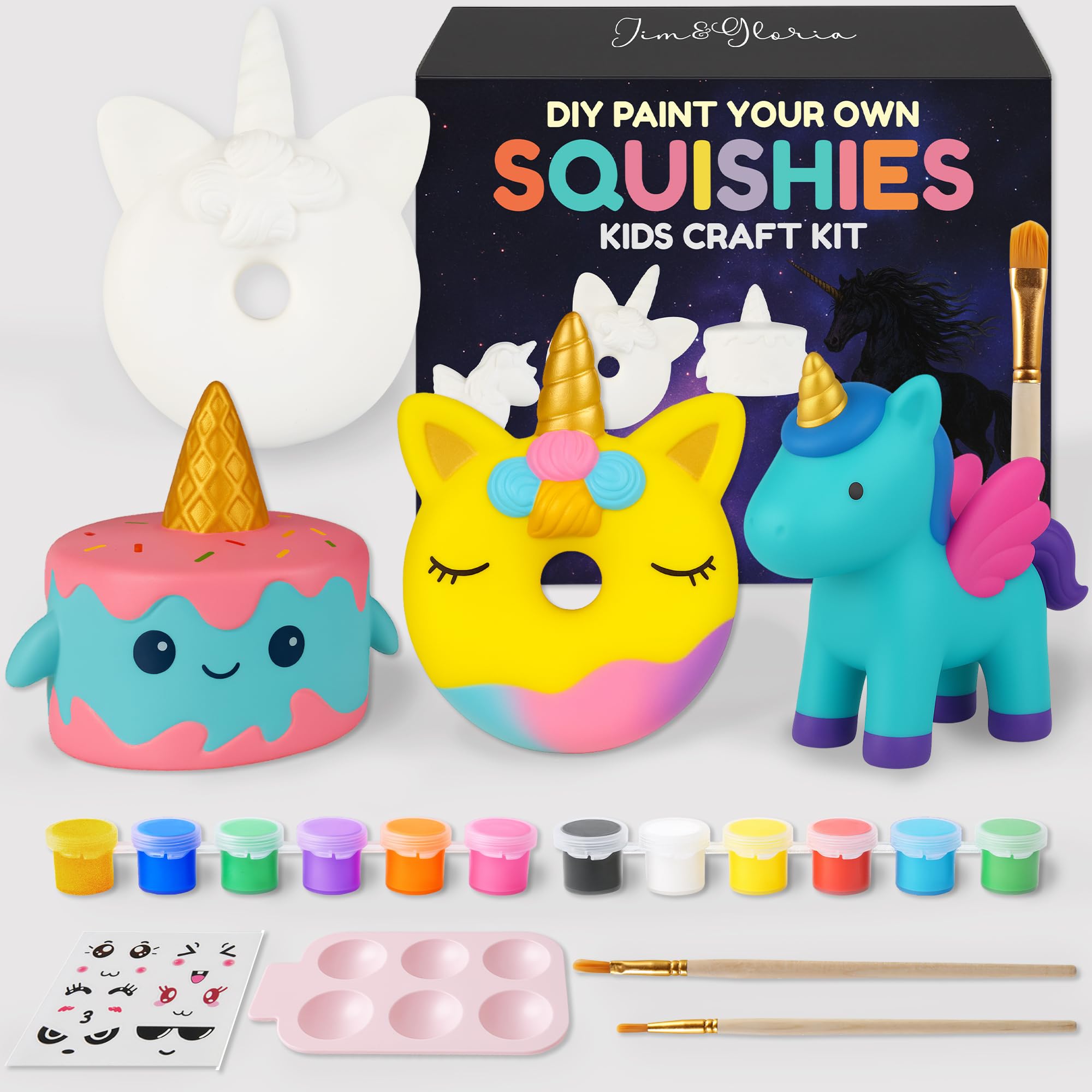 Jim&Gloria Paint Your Own Squishies, Jumbo Squishy Gifts for Girls and Boys 8 9 10 11 12 13 14, Arts and Crafts for Kids, Party Favors for Birthday, Christmas Gift for Kids, Pack of 3