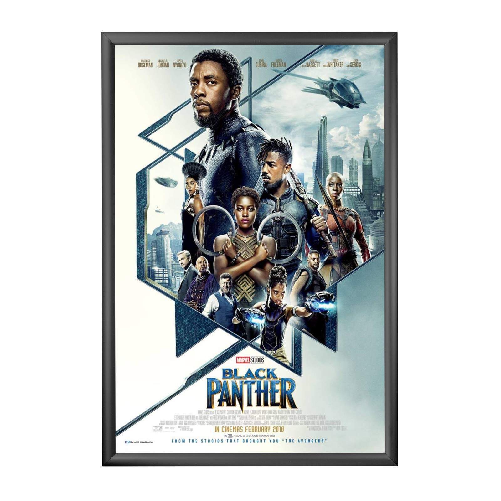 SnapeZo Movie Poster Black Frame 27x40 Inches, 1.2" Aluminum Profile, Front-Loading Snap Frame, Wall Mounting, Premium Series for One Sheet Movie Posters