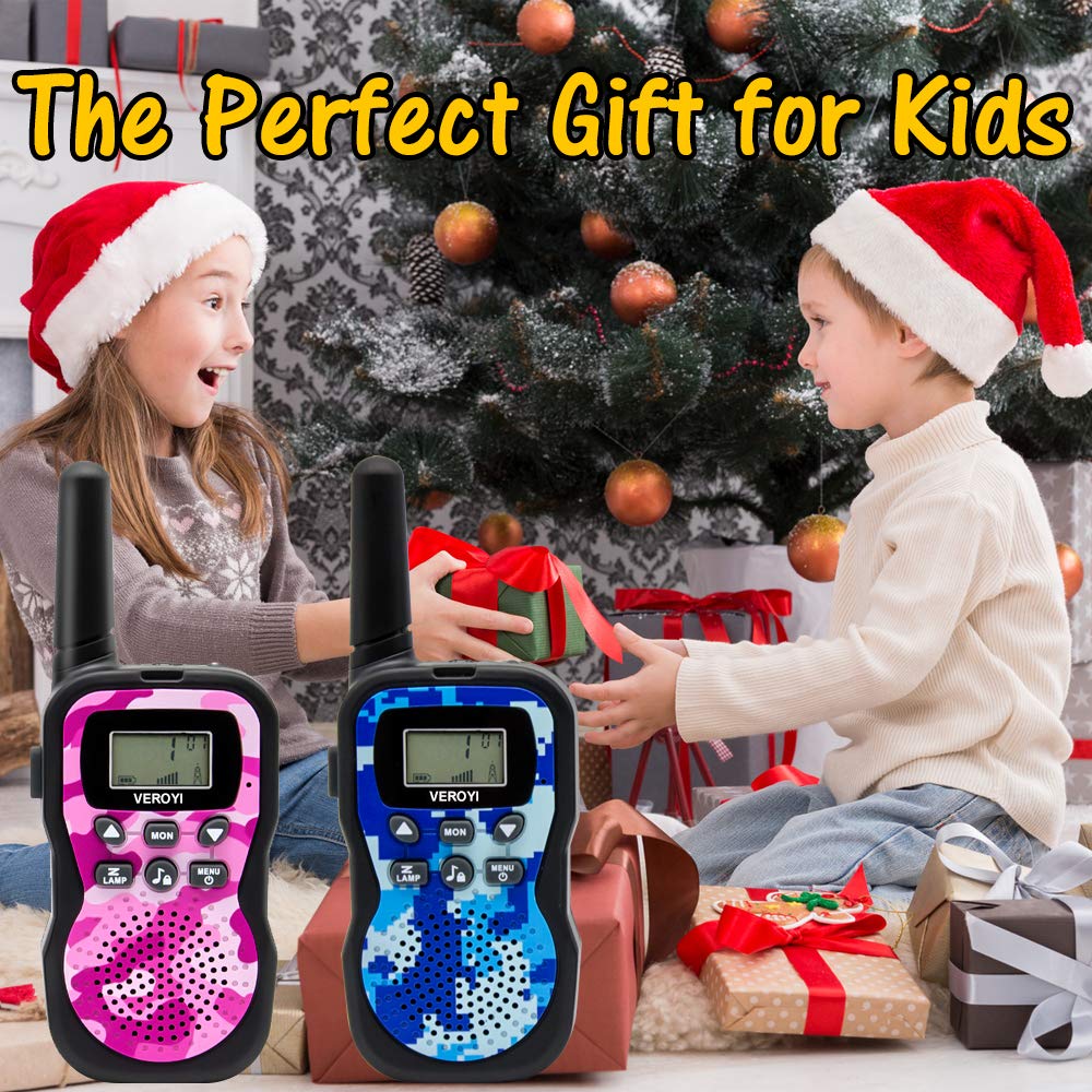 Veroyi Walkie Talkie for Kids, Boys and Girls, 22 Channels 2 Way Radio Toys with Backlit LCD Display and Flashlight for Indoor Outdoor Activity (2-Pack)
