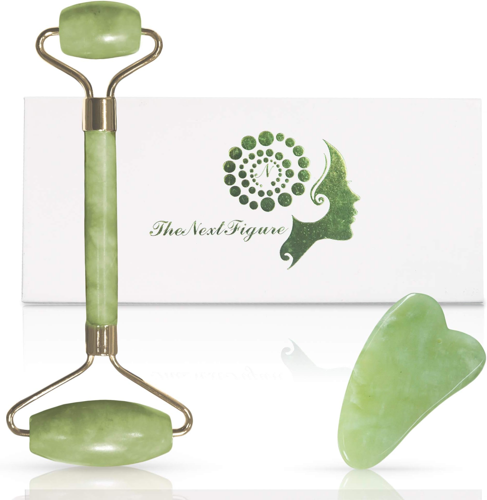 Natural Jade Roller– Gua Sha – Lymphatic Drainage Tool for Face, Neck, Body - Anti Aging Treatment – Reduces Wrinkles and Fine Lines