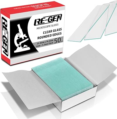 RE-GEN 50 Pack Microscope Slides Ultra Clear Round Frosted Edge 25.4x76.2mm