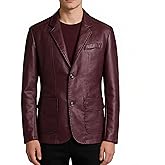 Cloudstyle Men's Leather Jacket Coat Notched Collar Vintage Casual Blazer