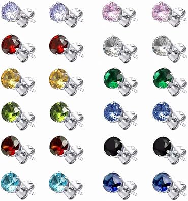 Surgical Grade Stainless Steel Cubic Zircon Stud Earrings Hypoallergenic