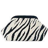 Bi&Yamigeo Women's Crochet Clutch Purse, Zebra Print & Striped Crossbody Dumpling Bag, Ruched Cloud Shaped Evening Handbag for Party, Night Out, Wedding