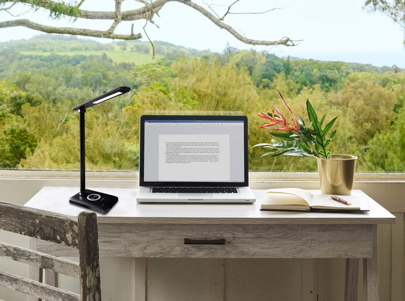 HDTIME Desk Lamp Black with Wireless Charger USB Charging Port 3 Lighting Modes with 5 Brightness Levels Touch Control Eye Care Desk Light for Home Office: Home Improvement