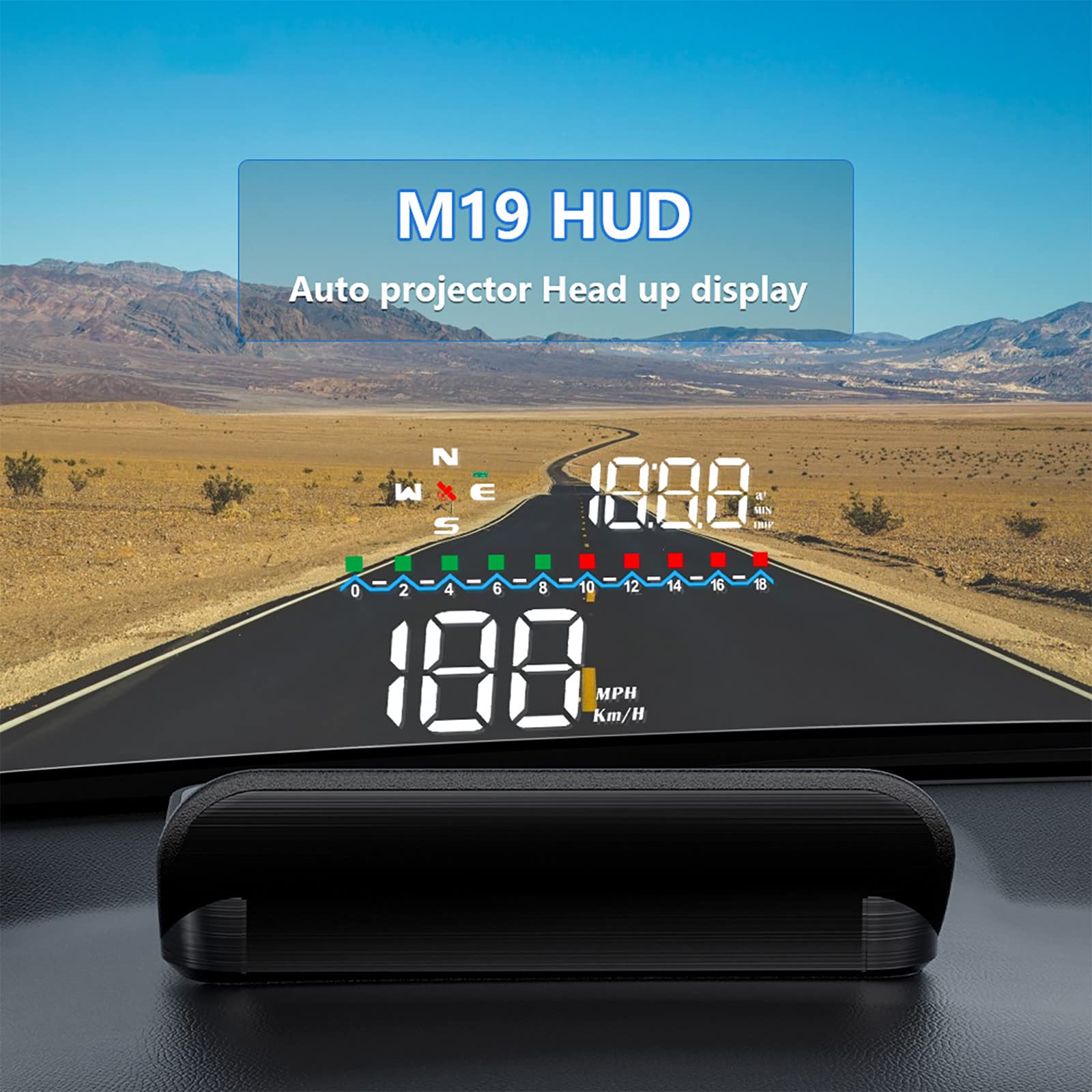 wiiyii M19 Heads Up Display for Cars, GPS Digital Speedometer with