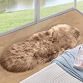 ORINOVA Beige Faux Sheepskin Fluffy Fur Rugs for Bedroom Machine Washable 2x4 Shag Area Rugs for Living Room Office Furry Nursery Rug