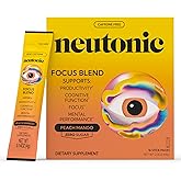 Neutonic Nootropic Focus Blend Powder | Peach Mango 16 Sticks | Caffeine Free, Zero Sugar | Support Memory, Mental Clarity, Cognitive Function | Boost Focus, Energy, Brain Health