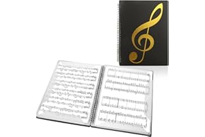 CertBuy 2 Pack Sheet Music Folder, 8.5x11'' Folder for Musicians, A4 Letter Size, 30 Sleeves Display 60 Pages Spiral Binder Organizer for Holding Sheet Music and Files (Black)