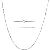 KISPER 24k White Gold Rope Chain Necklace –Thin, Dainty, White Gold Plated Stainless Steel Jewelry for Women & Men with Lobster Clasp