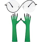 Eybila Women Witch Costume Accessories Glasses Green Gloves Adult Halloween Wizard Cosplay Party Favor